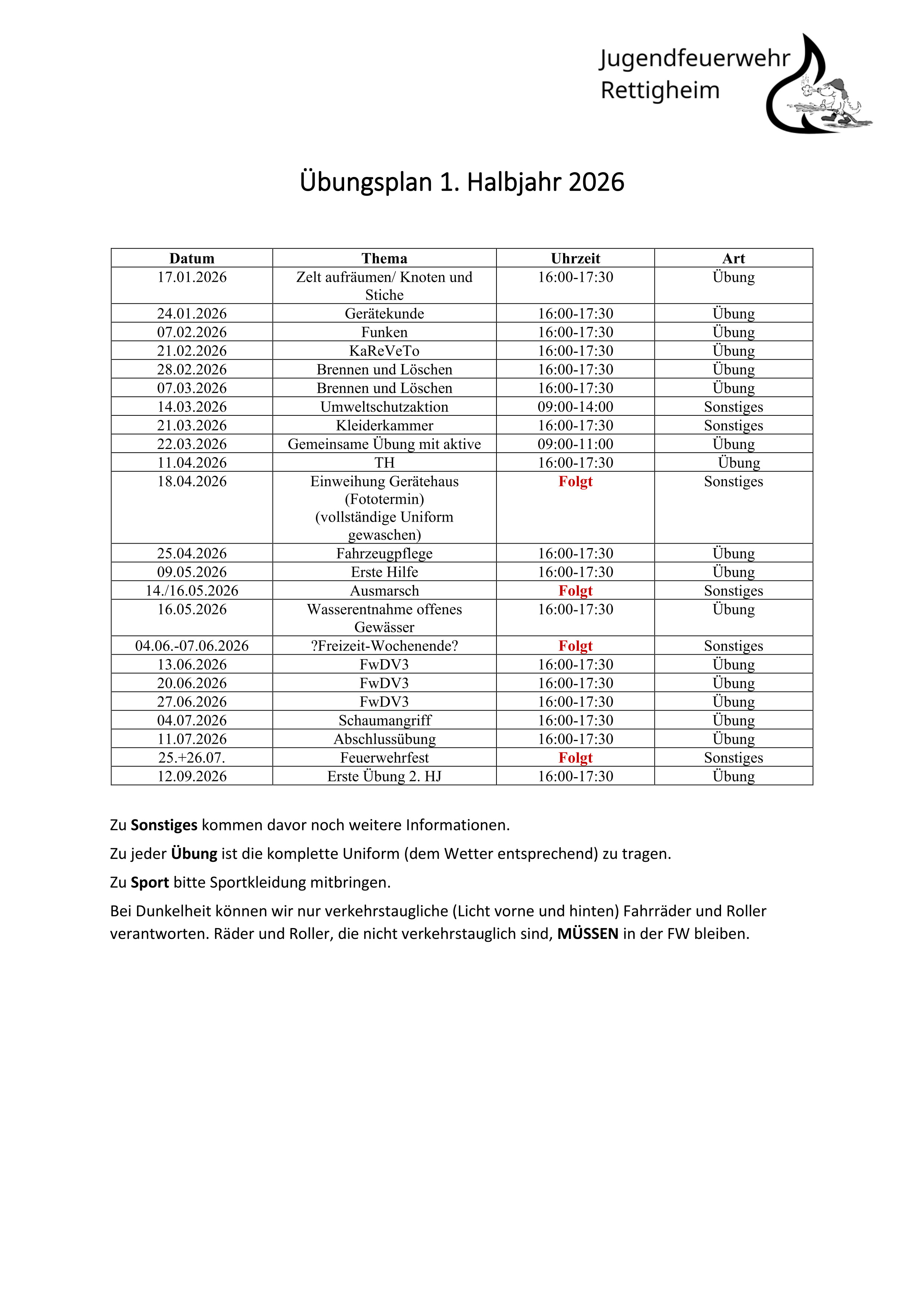 Übungsplan Jugend 2026 1